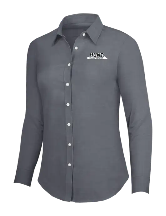 Dark Grey Womens SuperPro Oxford Shirt w/Hunt Transportation Logo