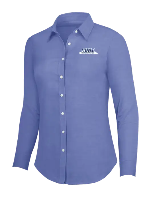 Navy Womens SuperPro Oxford Shirt w/Hunt Transportation Logo