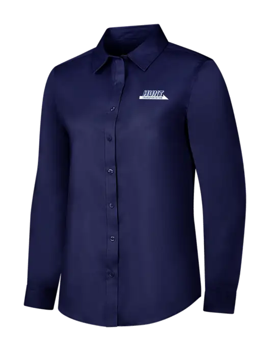 Navy Womens Long Sleeve Superpro React Twill Shirt w/Hunt Transportation Logo