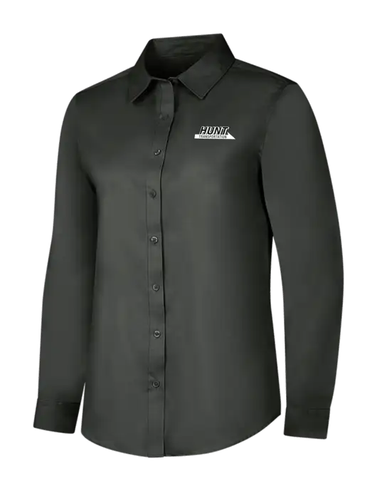 Dark Grey Womens Long Sleeve Superpro React Twill Shirt w/Hunt Transportation Logo