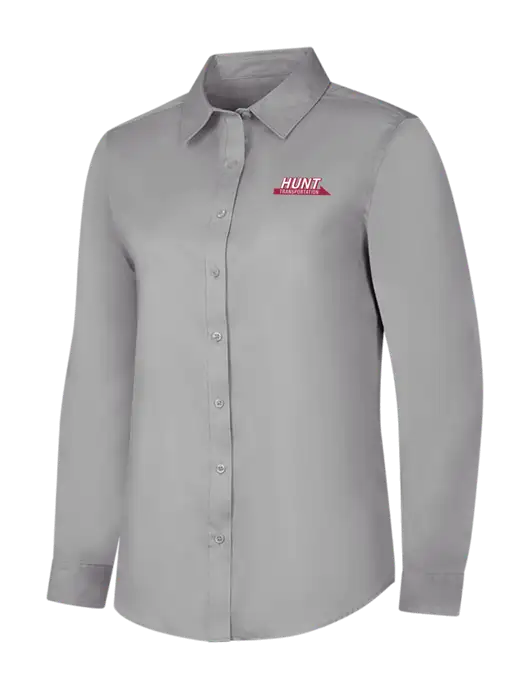 Light Grey Womens Long Sleeve Superpro React Twill Shirt w/Hunt Transportation Logo