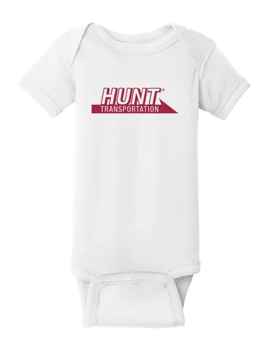 Rabbit Skins White Infant Short Sleeve Baby Rib Bodysuit w/Hunt Transportation Logo