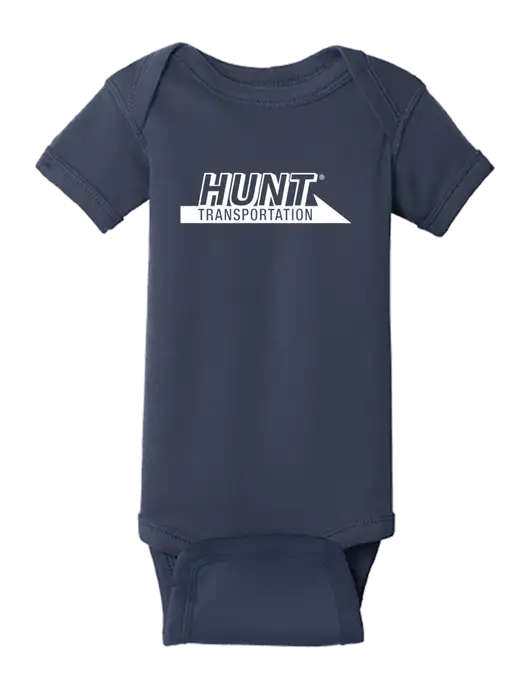 Rabbit Skins Navy Infant Short Sleeve Baby Rib Bodysuit w/Hunt Transportation Logo