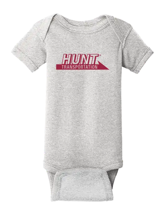 Rabbit Skins Light Grey Heather Infant Short Sleeve Baby Rib Bodysuit w/Hunt Transportation Logo