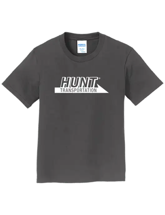 Youth Ring Spun Charcoal 4.5 oz T-Shirt w/Hunt Transportation Logo