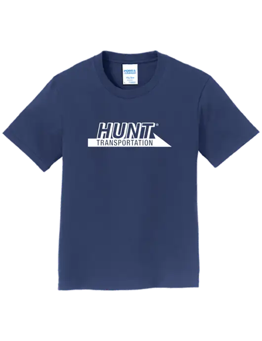 Youth Ring Spun Navy 4.5 oz T-Shirt w/Hunt Transportation Logo