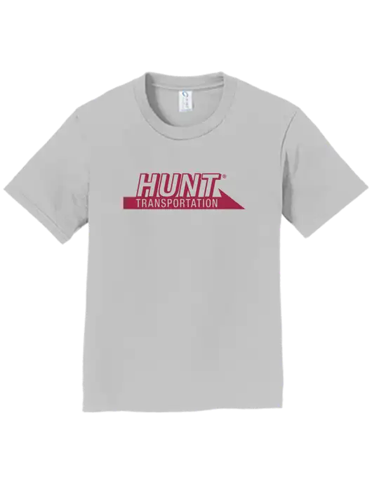 Youth Ring Spun Silver 4.5 oz T-Shirt w/Hunt Transportation Logo