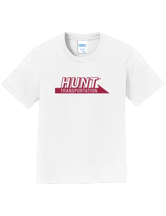 Youth Ring Spun White 4.5 oz T-Shirt w/Hunt Transportation Logo