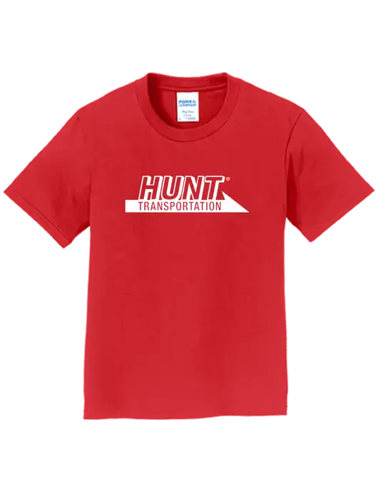 Youth Ring Spun Bright Red 4.5 oz T-Shirt w/Hunt Transportation Logo