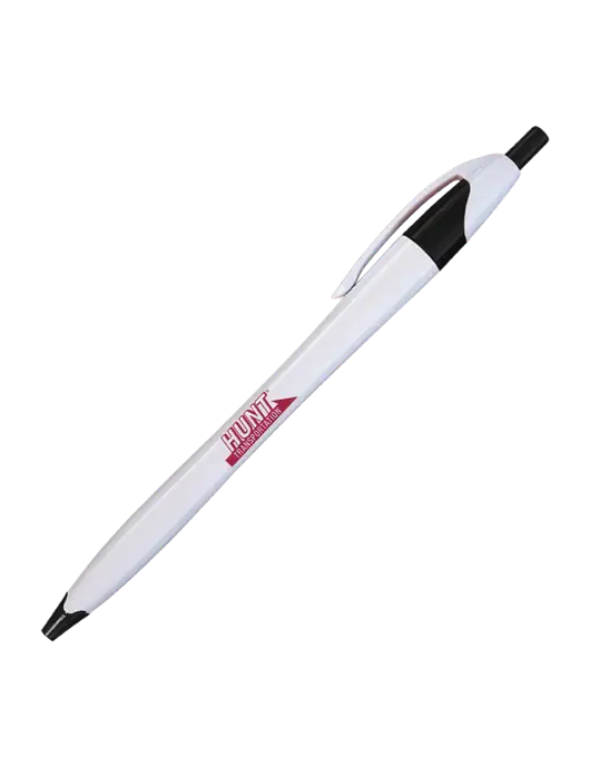 Novella White/Black Classic Pen - Blue Ink w/Hunt Transportation Logo