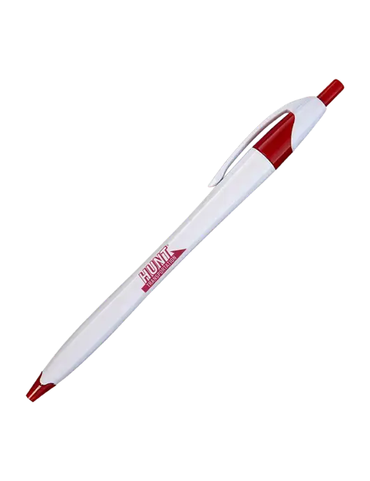 Novella White/Red Classic Pen - Blue Ink w/Hunt Transportation Logo