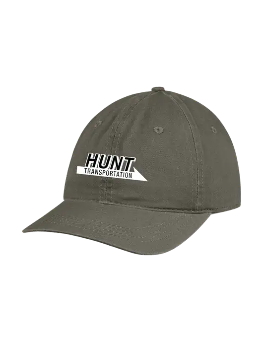 Garment Washed Unstructured Twill Olive Cap w/Hunt Transportation Logo