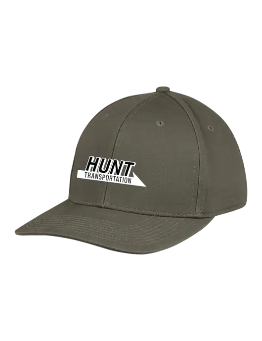 Premium Modern Structured Twill Olive Snapback Cap w/Hunt Transportation Logo