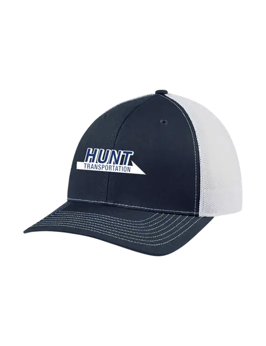 Richardson Adjustable Snapback Original 112 Trucker Cap Navy w/White Mesh w/Hunt Transportation Logo