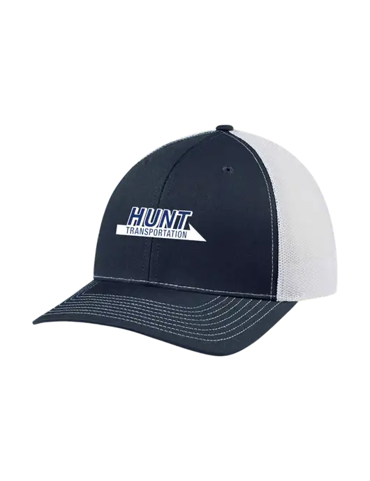 Richardson Adjustable Snapback Original 112 Trucker Cap Navy w/White Mesh w/Hunt Transportation Logo