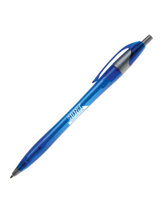 Novella Translucent Blue/Silver Jewel Pen - Blue Ink w/Hunt Transportation Logo