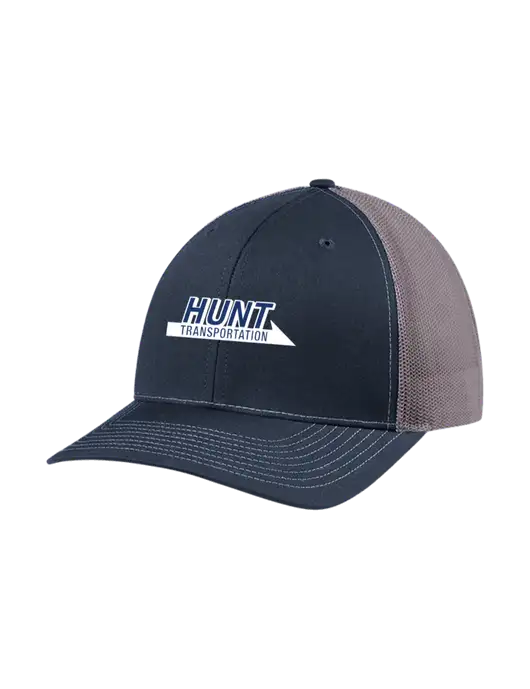 Richardson Adjustable Snapback Original 112 Trucker Cap Navy w/Charcoal Mesh w/Hunt Transportation Logo