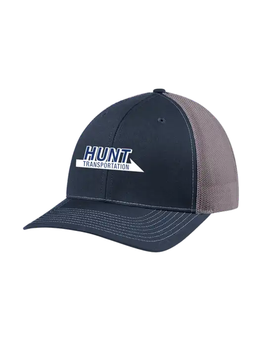 Richardson Adjustable Snapback Original 112 Trucker Cap Navy w/Charcoal Mesh w/Hunt Transportation Logo