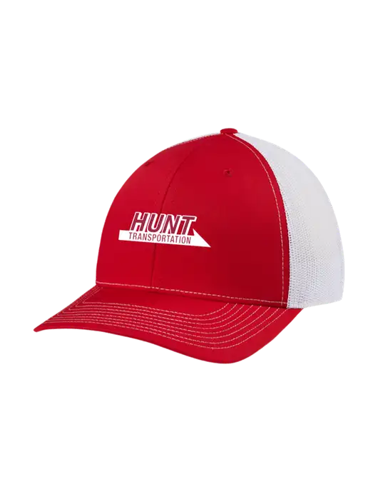 Richardson Adjustable Snapback Original 112 Trucker Cap Red w/White Mesh w/Hunt Transportation Logo
