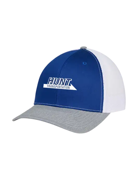 Richardson Adjustable Snapback Original 112 Trucker Cap Royal/HeatherGrey/White Mesh w/Hunt Transportation Logo