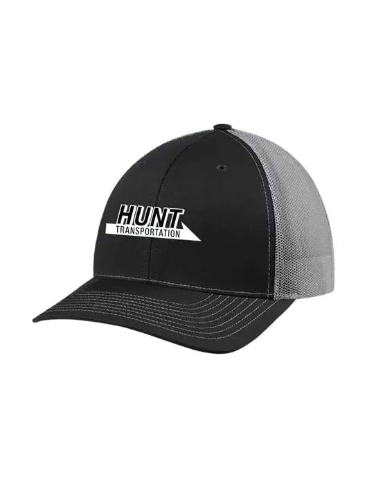 Richardson Adjustable Snapback Original 112 Trucker Cap Black w/Charcoal Mesh w/Hunt Transportation Logo