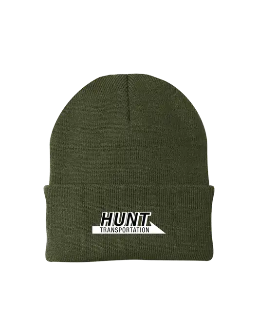 Dark Olive Green Knit Cap w/Hunt Transportation Logo
