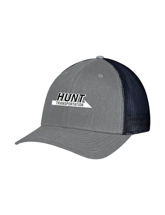 Richardson Adjustable Snapback Original 112 Trucker Cap Heather Grey w/Navy Mesh w/Hunt Transportation Logo