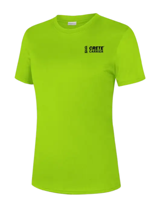 Womens Safety Green PosiCharge Competitor Tee w/Crete Carrier Logo