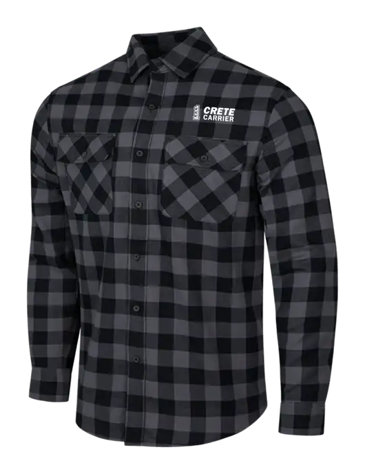 Medium Grey/Black Buffalo Check Plaid Flannel Shirt w/Crete Carrier Logo
