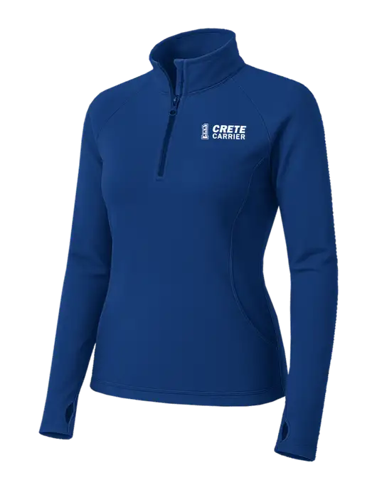 Dark Royal Womens Sport Wick Stretch 1/4 Zip Pullover w/Crete Carrier Logo