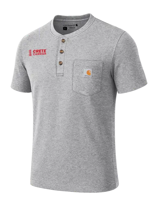 Carhartt Light Grey Heather Short Sleeve Henley Shirt w/Crete Carrier Logo