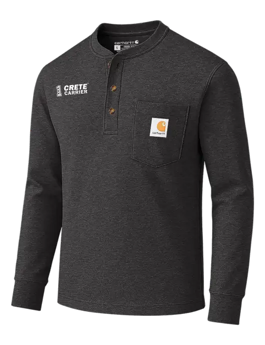 Carhartt Dark Grey Heather Long Sleeve Henley Shirt w/Crete Carrier Logo
