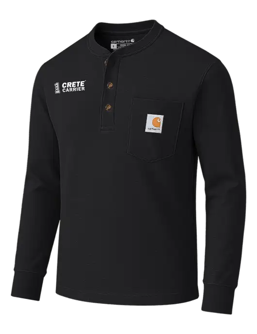 Carhartt Black Long Sleeve Henley Shirt w/Crete Carrier Logo