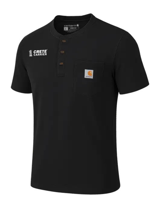 Carhartt Black Short Sleeve Henley Shirt w/Crete Carrier Logo