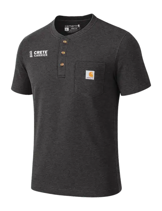 Carhartt Dark Grey Heather Short Sleeve Henley Shirt w/Crete Carrier Logo