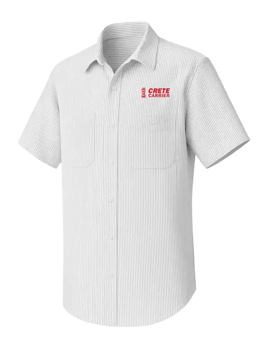 Red Kap Short Sleeve Striped Grey/White Industrial Work Shirt w/Crete Carrier Logo