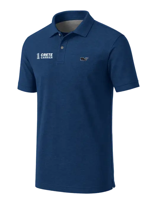 Vineyard Vines Edgartown Dark Royal Heather Pique Polo w/Crete Carrier Logo