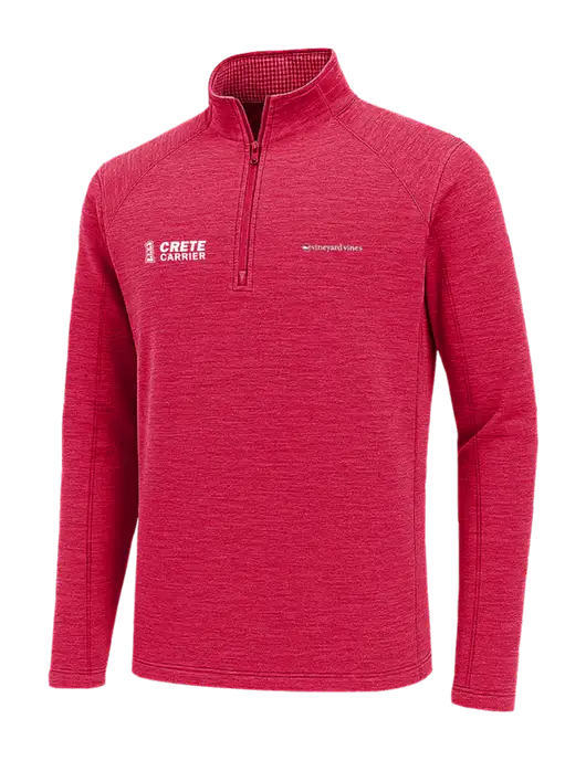 Vineyard Vines Heather Red Sankaty Quarter-Zip Pullover
 w/Crete Carrier Logo