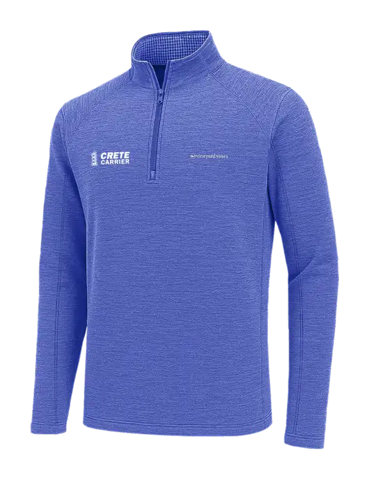 Vineyard Vines Light Royal Heather Sankaty Quarter-Zip Pullover
 w/Crete Carrier Logo