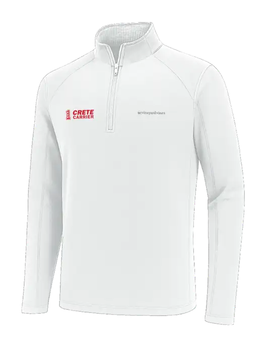 Vineyard Vines White Sankaty Quarter-Zip Pullover
 w/Crete Carrier Logo