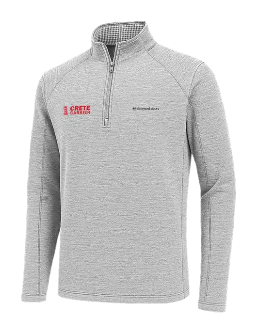 Vineyard Vines Light Grey Hather Sankaty Quarter-Zip Pullover
 w/Crete Carrier Logo