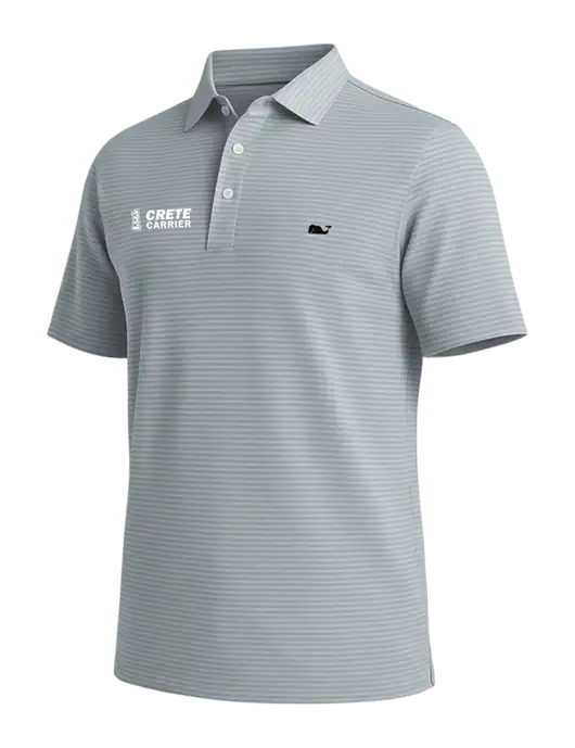 Vineyard Vines Bradley Medium Grey Stripe Sankaty Polo w/Crete Carrier Logo