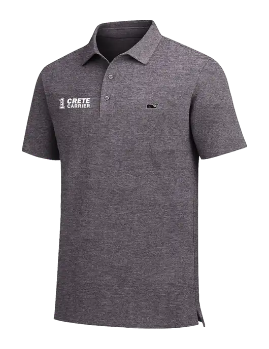 Vineyard Vines Destin Stripe Dark Grey Sankaty Polo w/Crete Carrier Logo