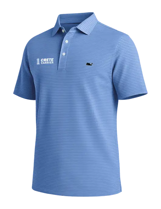 Vineyard Vines Bradley Light Royal Blue Stripe Sankaty Polo w/Crete Carrier Logo