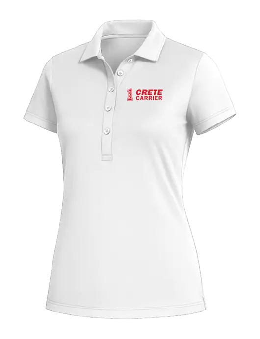 Fairway & Greene Womens White Claire Tech Polo w/Crete Carrier Logo