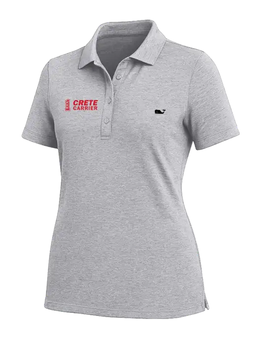 Vineyard Vines Womens Light Grey Edgartown Pique Polo w/Crete Carrier Logo
