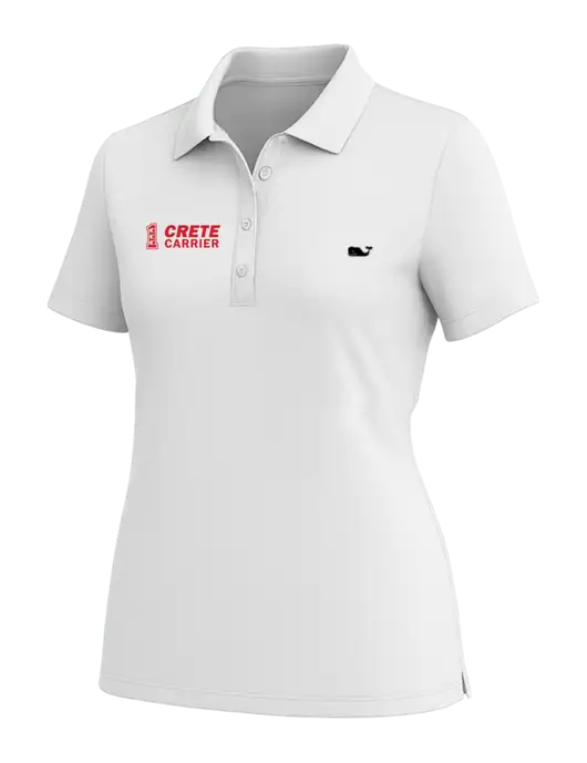 Vineyard Vines Womens White Edgartown Pique Polo w/Crete Carrier Logo