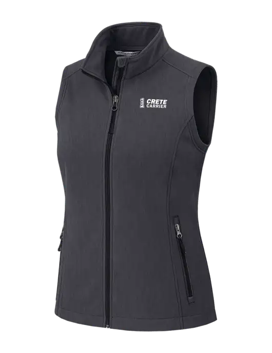 Charcoal Heather Womens Core Soft Shell Vest w/Crete Carrier Logo