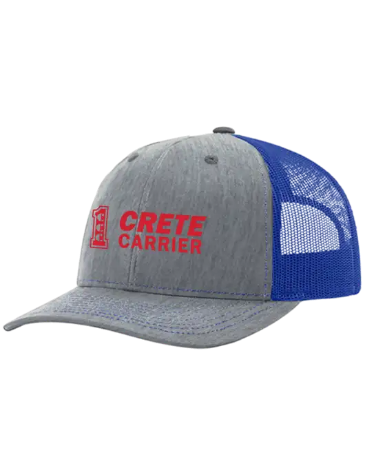 Richardson Adjustable Snapback Original 112 Trucker Cap Heather Light Grey w/Royal Mesh w/Crete Carrier Logo