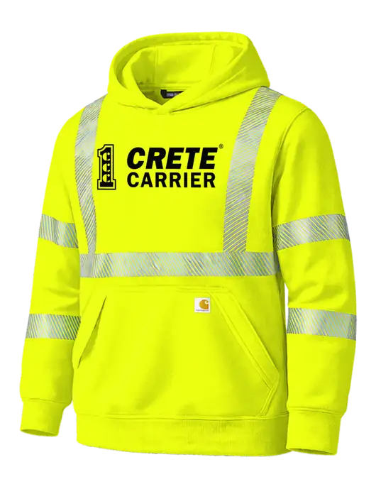 Carhartt Safety Yellow ANSI 107 Class 3 Hooded Sweatshirt w/Crete Carrier Logo